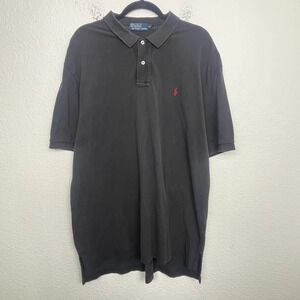 Polo Ralph Lauren Polo Shirt Mens 2XL Black Cotton Pony Logo Side‎ Slit Golf